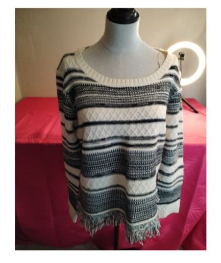 Pull femme blanc/noir T42-44 tissaia