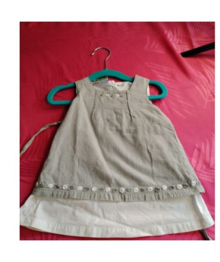 Robe grise/blanche fille 3mois du pareil au meme