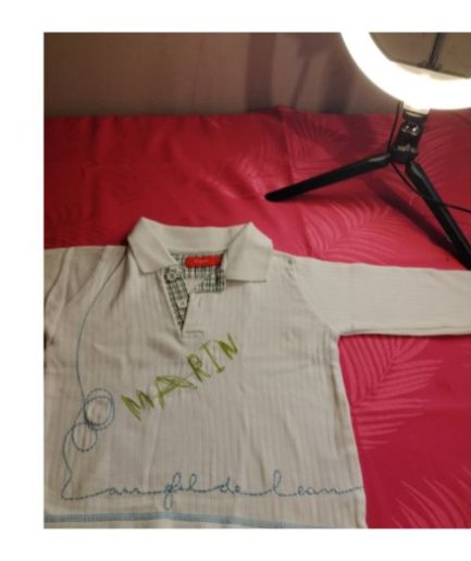 Pull blanc garçon T18 mois tissaia